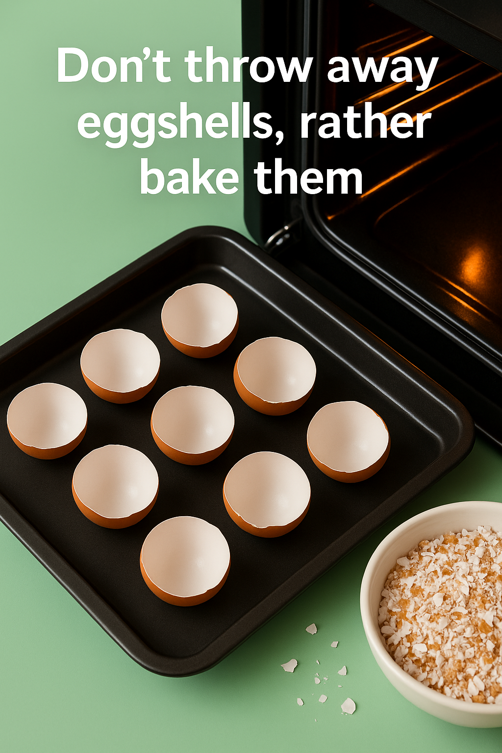 Don't throw away eggshells, rather bake them
