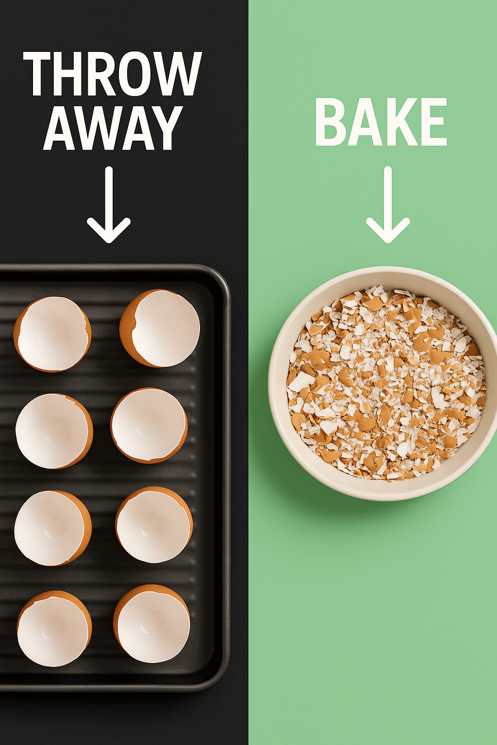 Don't throw away eggshells, rather bake them
