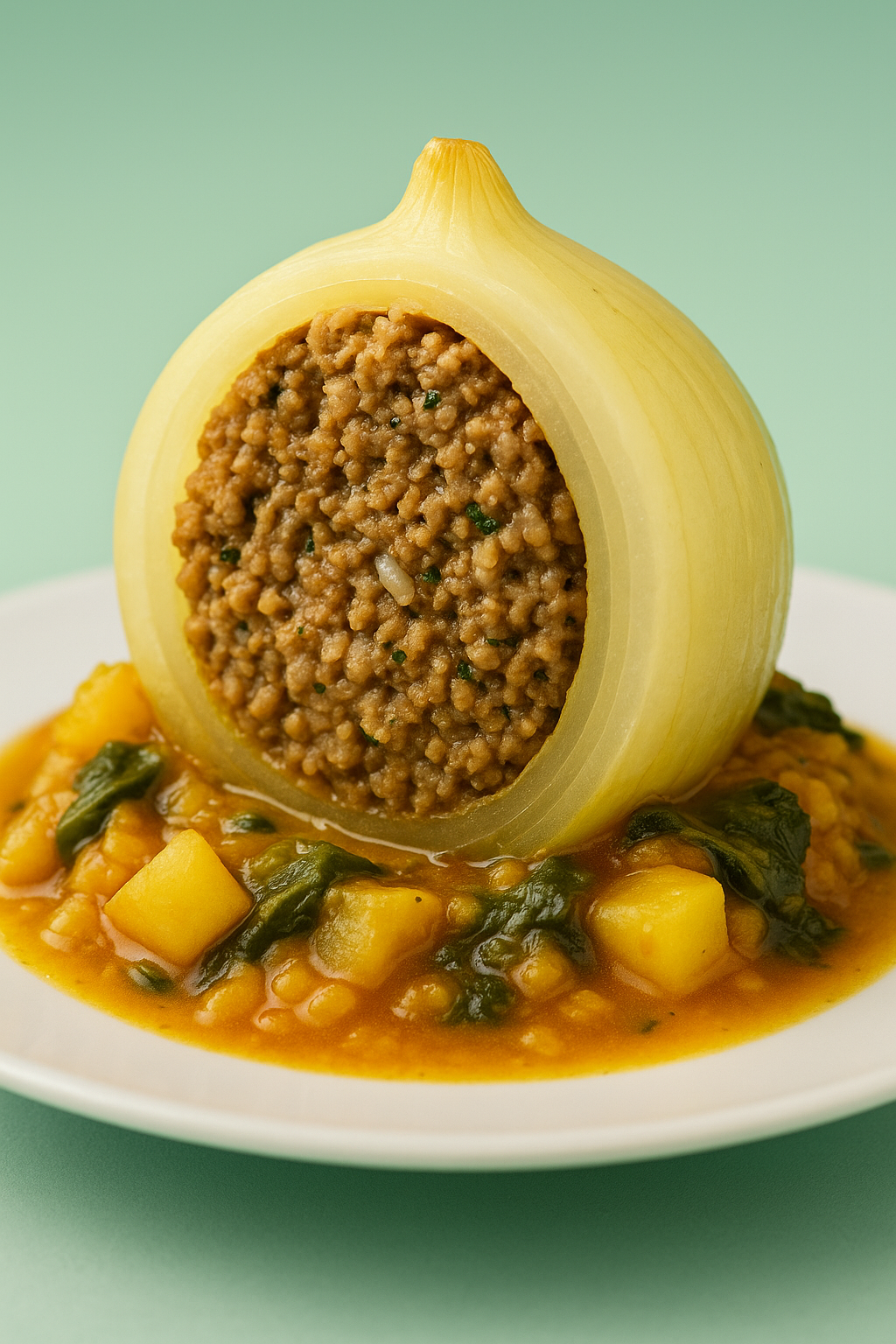 When Onion Becomes a Star: Recipe for Stuffed Onion with Meat Filling and Wine Sauce